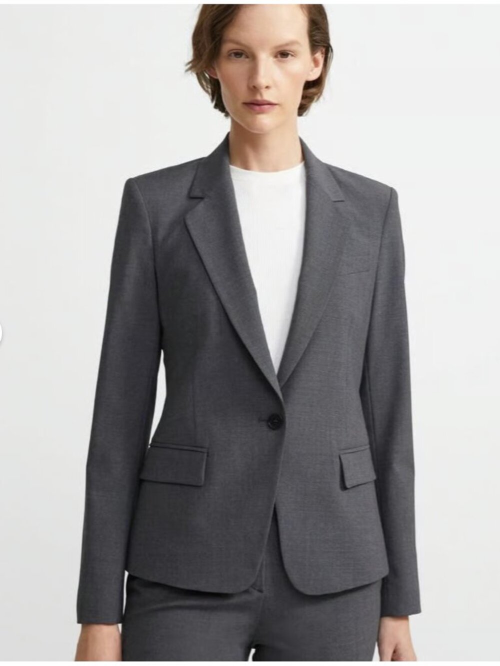 NWT Theory Gabe Wool Suit Blazer Jacket Quiet Luxury Grey Minimal Old Money 2 XS